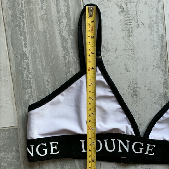 Lounge Bikini top bra not padded stretchy band B&W - Picture 8 of 8